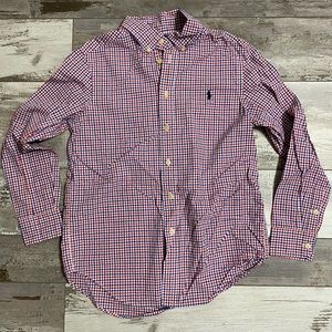 Polo boys button down plaid shirt size med 10/12 in excellent condition.